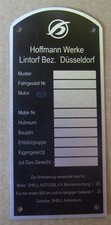 Typenschild Hoffmann Werke Motorrad Lintorf Düsseldorf
