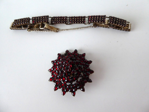 Granatschmuck set vintage - granatschmuck,