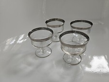 4 x Murano Medici Sektschale, Eisbecher mit Platin mit Goldrand und Ätzdekor