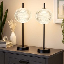 Beistellleuchte Tischlampe Nachttischleuchte Kristall CCT dimmbar LED 2er Set