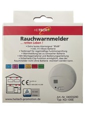 Heitech KD-135E Rauchmelder Brandmelder weiß inkl. 9V Batterie