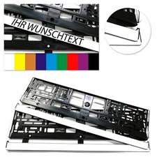 2 St Kennzeichenhalter Weiß, mit Text farbig Wunschbeschriftung 520 x 110 mm 