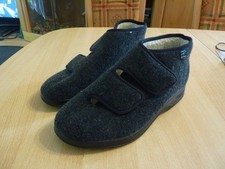 Fly Flot Hausschuhe Gr. 42 Klettverschluss gefüttert Knöchelhoch Senioren schwar