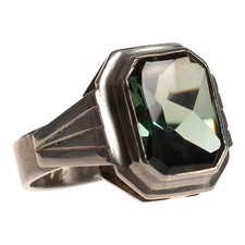 Herrenring  Silber 800 mit grünem Spinell Gr. 58/18,4 mm  (D3456)