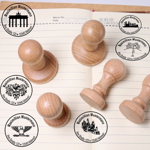 Runder holzstempel mit motiv - mit,