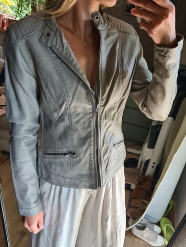 Kunstleder jacke grau hellgrau - kunstleder,