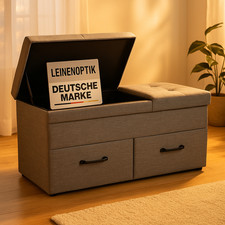 Sitzbank mit Stauraum Grau faltbar Sitz Hocker Truhe Würfel Box Aufbewahrungsbox