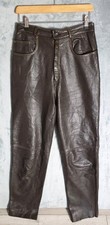 Vintage braune Lederhose W28 L32 High Rise Markenlos Rocker Moto Festival 
