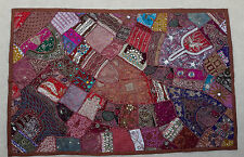 100 x 150 cm Wandteppich Mittelbraun Wandbehang Bollywood Indien Patchwork Sari