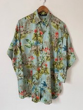 Zara Damen Shirt Small Grün Tiger Blumen Bluse Top Satin Tropical Lang Oversiz