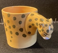 Tasse 3D Leopardenkopf Henkel Handbemalt Kaffetasse Teetasse 0,25l Leopard