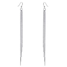 MATERIA Damen Ohrringe lang hängend 925 Silber XXL Ohrhänger Stäbchen 6x140mm