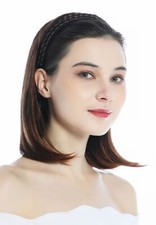 Halbperücke Haarteil geflochtener Haarreif schulterlang glatt Kastanie Braun