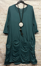 Moonshine Fashion Raffungen Kleid Tunika Lagenlook Übergröße 46 48 50 Neu petrol