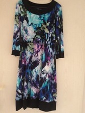 buntes kleid  Gr36,breiter schwarzer Bund am Ausschnitt , Ärmelabschluss u.Bund 