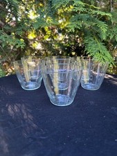 6  Saftglas Bowle Glas H: 5cm  Ø 7,5cm 150 ml Strich Punkt Muster  geschliffen