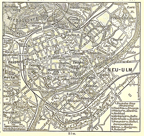 Alte lithographie ulm - alte, lithographie,