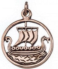 BRONZE Wikinger Drachenschiff klein Drachen Boot Anhänger Drachenboot + Band