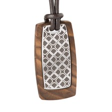 Halskette Ernstes Design Anhänger K621.B Edelstahl mit Außenring und Lederband