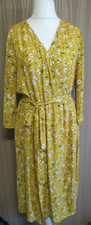 33A/8 CAPE DAISY Damen Kleid Gr. L / 40 senf geblümt Wickeloptik 3/4 Arm