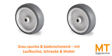 2x Rad Ø 50-125 mm – Ersatzrad Möbelrolle Gummi grau spurlos - Schraube & Buchse