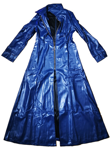 Lederkleid mantelkleid blau - lederkleid,