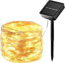 12M Solar Lichterkette 120 LED Solar Lichtschlauch Aussen Draht Party warmweiß