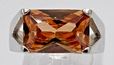 Massiver Silber Ring 0,925 Sterlingsilber hellbrauner Zirkon Größe 61