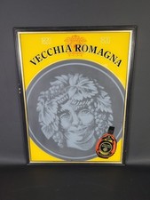 Vecchia Romagna Buton Werbeschild Glas 66×50 cm – Vintage Barspiegel Italy 1820