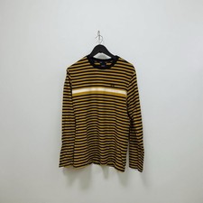 HUF Longsleeve Herren M Gelb Schwarz Streifen – 100 % Baumwolle – Original