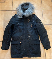 Dreimaster Winterparka Herren Gr. M mit Fellkragen in schwarz