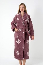 Bademantel Damen Lang Lila mit
