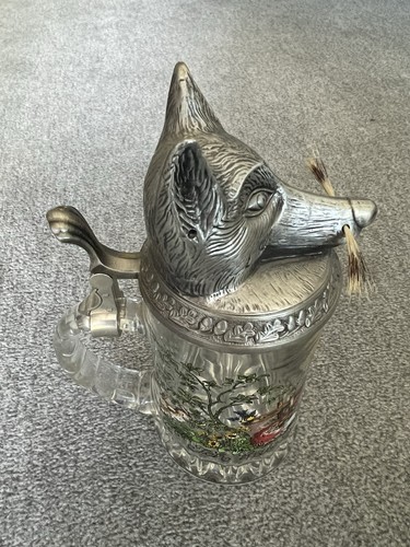 Glaskrug mit zinndeckel - mit,