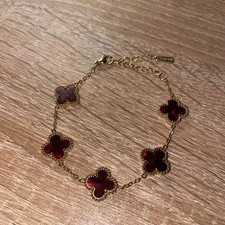Armband Kleeblatt ? Modeschmuck Gold rot schimmernd 