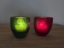 PartyLite P9002 Festive Flair Votive Pair Green/Red Kerzenhalter, Teelichthalter
