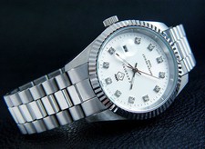 LEONARDO Herrenuhr CAVADINI massiv Edelstahl silber mit Zirkonia mit Lupe CV-332