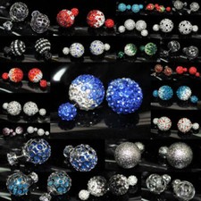 Paar Doppelt Doppel Perlen Ohrstecker Ohrringe Shamballa Ohrschmuck Perle Kugel 