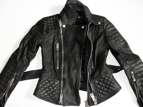 Damen schwarz gesteppt biker - schwarz,