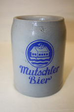 Alter Steinzeug - Bierkrug von " MUTSCHLER BIER " / Waldkirch i. Brsg. / 0,5 l