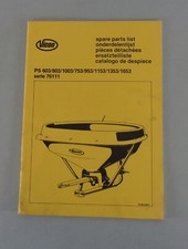 Teilekatalog Vicon Pendelstreuer PS 603/ 803/ 1003/753/ 953/ 1153/ 1353/ 1653