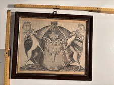 Jollain Kupferstecher, Paris: Adelswappen mit Hirschen, vermutl. 17 Jh., selten