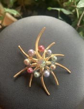 Gablonzer Brosche Amer. Double, Vintage , Schmuckperlen-Strass Vintage !432