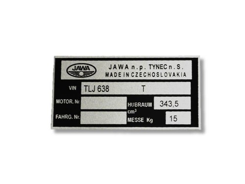 Jawa tlj 638 - jawa, typenschild