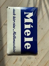 Emailleschild MIELE, auch hier eine Melkmaschine, gewölbt, um 1960, original