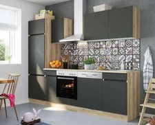 Küchenblock Noah 270 cm mit Einbauspüle ohne Elektrogeräte in anthrazit matt 