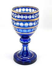 Pokalglas Pokal Überfang Glas mit Goldbemalung wohl Böhmen Kelch Antik