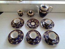 REICHENBACH - Service MOKKASERVICE 5 Pers. - BAROCK - Kobaltblau Gold BROKAT