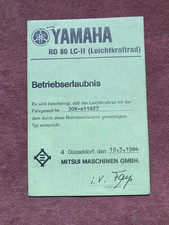 Betriebserlaubnis Yamaha RD 80 LC - II 1983