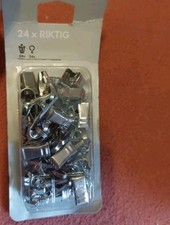 Ikea RIKTIG Gardinenhaken mit Klemme 24 Stück aus Edelstahl.