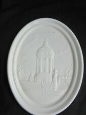 Große Höchst Bisquitplatte, teils Glasiert " Mannheim W-Turm" , Porzellan weiß, 